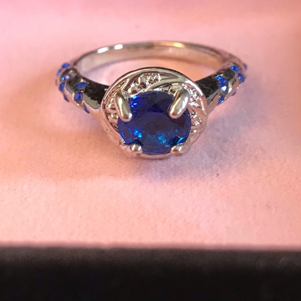 Silver Blue Sapphire-Style Solitaire Ring